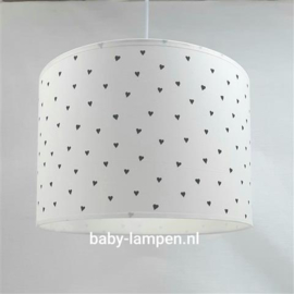 Lamp babykamer wit met zwarte kleine hartjes