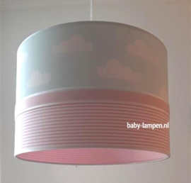 Lamp babykamer mint wolkjes en roze streepjes
