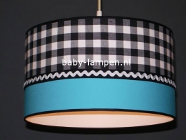 lamp babykamer zwarte ruit effen aqua