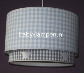 lamp babykamer lichtblauwe ruit en grijze ruit met sterren