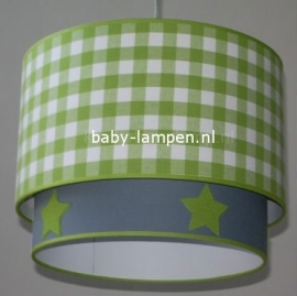 lamp babykamer groene ruit grijs met groene sterren