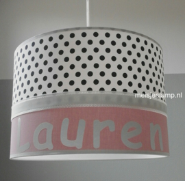 Baby hanglamp zwarte stippen en poeder roze