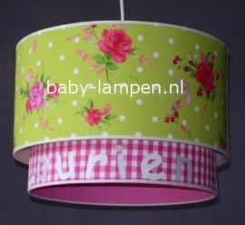 lamp babykamer groen fuchsia roosjes