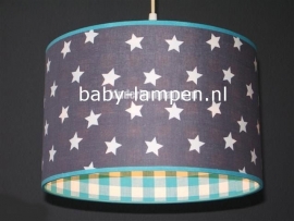 Babylamp grijze sterren en aqua ruit