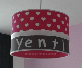 babylamp Yentl met fuchsia hartjes