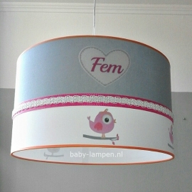 Babylamp fem 3x hartjes en rondom vogeltjes