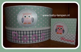 babylamp roos mint groen met uiltjes