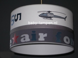 Stoere lamp babykamer helicopter wit en grijs