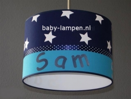 lamp babykamer Sam donkerblauwe ster en effen turquoise
