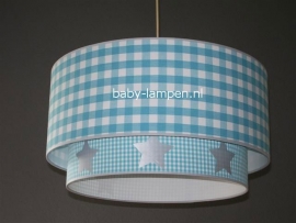 lamp babykamer aqua ruit aqua ruitje en zilveren sterren