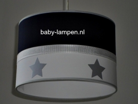 babylamp donkerblauw en zilveren sterren