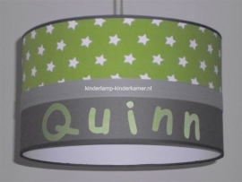 kinderlamp lime witte sterretjes grijs met naam