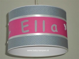 Babylamp Ella effen fuchsia en grijs stipje met vlindertjes