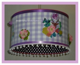 babylamp 3x hertje paars stipje lila ruit en kunstbloemen