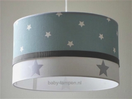 Babylamp stone green witte sterren en zilveren sterren