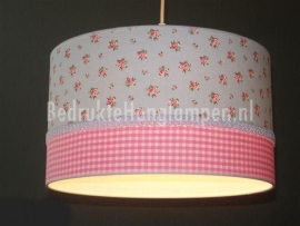 Babylamp lichtblauw roosje en roze ruitjes