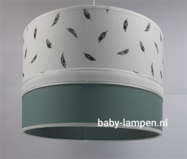 Lamp babykamer oud groen wafelstof en veertjes