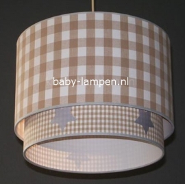 lamp babykamer beige ruit  beige ruitje met zilveren sterren