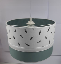 Lamp babykamer oud groen wafelstof en veertjes
