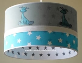 Babylamp 5x blauw girafje en blauwe en grijze sterren