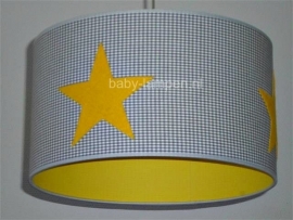 babylamp grijze ruit met drie gele sterren