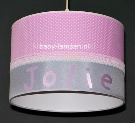 lamp babykamer Jolie zilver en roze stipje