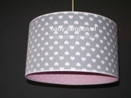 Babylamp grijs witte hartjes roze binnenkant