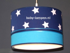 Babylamp blauw witte sterren en effen lichtblauw