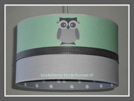 Babylamp  mint groen en grijs met drie keer uiltje