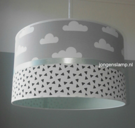 lamp babykamer mint groen grijs witte wolkjes