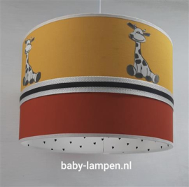 Lamp roestbruin okergeel en girafjes