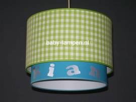 lamp babykamer groene ruit  effen blauw met naam