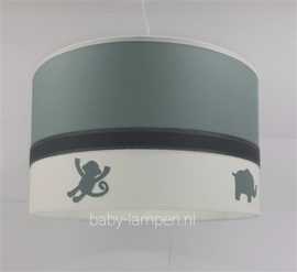 babylamp oudgroen silhouet jungle diertjes