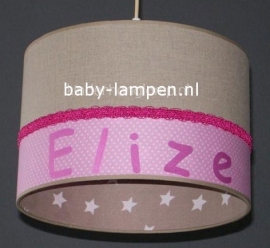 Meisjeslamp babykamer Elize roze stipje en beige sterren