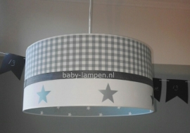 Babylamp old green ruitjes en mint groen sterren binnenkant