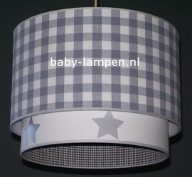 lamp babykamer ruit  wit zilveren sterren