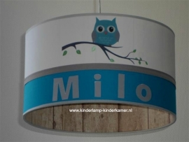 Babylamp Milo met uiltje op tak en steigerhout print