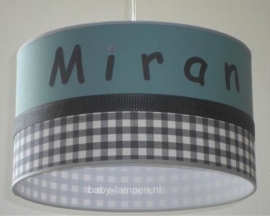 babylamp Miran stone oud groen en grijs ruitje