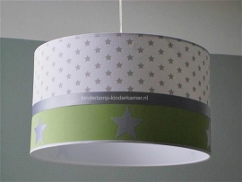 babylamp wit zilversterren en lime groen