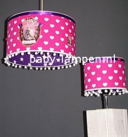 Babylamp roze met witte hartjes en paarden applicatie met naam