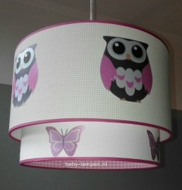 lamp babykamer groen ruitje uil en vlinders