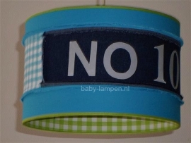 babylamp babykamer stoer NO 10 met spijkerstof en lime groen ruitje