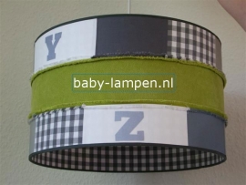 Stoere lamp lime en grijze ruit met cijfers