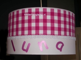 Meisjeslamp babykamer Luna fucsia ruit