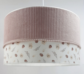 Hanglamp babykamer oud roze velours ribstof