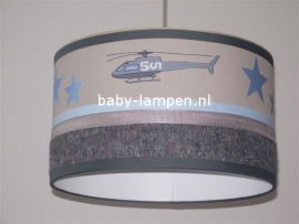 Stoere lamp babykamer helicopter grijs en lichtblauw