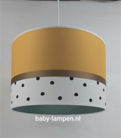 lamp babykamer okergeel zwarte stip en oudgroen