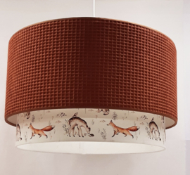 kinderlamp roestbruin wafelstof bosdieren