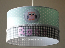 babylamp roos mint groen met uiltjes