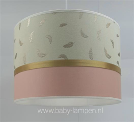 hanglamp gouden veertjes en oudroze